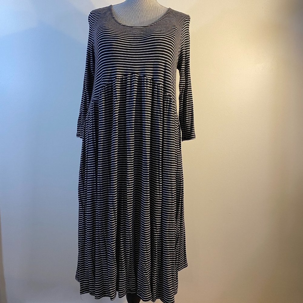 Agnes & Dora Muse Midi Dress Black and White Stripe
